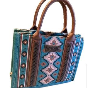 Wrangler Turquoise and Brown Tote Bag